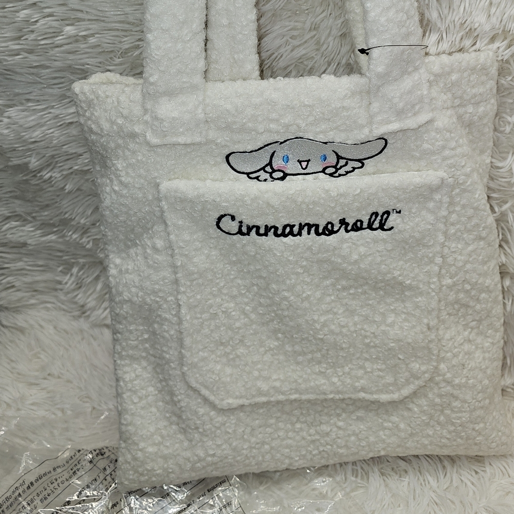 Cinnamoroll Faux Shearling Tote Bag Sanrio Hello Kitty Kawaii Y2K Travel Bag - Picture 2 of 10